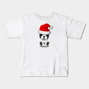 French Bulldog Puppy Dog Wearing a Santa Hat Kids T-Shirt